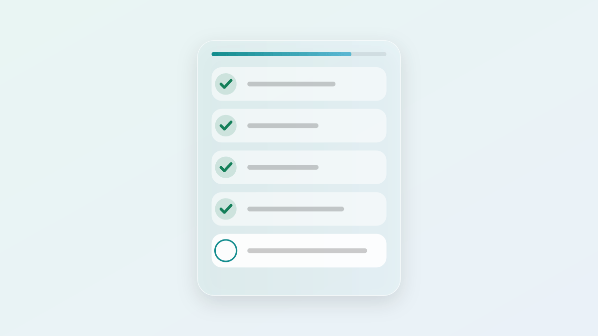 A column of checkmarks climbing a ladder, the sections of a progress note checked off one by one.